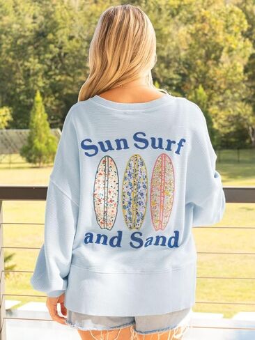 سترة من نوع Simple Southern Sun Surf and Sand مطرزة، أزرق فاتح، موضوع الشاطئ in Kuwait
