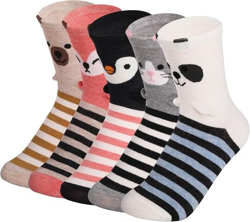 5 Pairs Women's Cute Animal Socks Funny Socks, Soft Novelty Sock Pack, Great Gifts for Women Men in Saudi Arabia