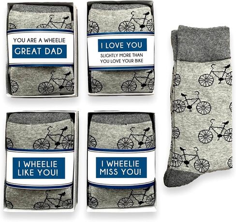 Doodle Beads Funny Novelty Bike Crew Socks For Men In Gift Box, Biking Gift for Dad Boyfriend, Wheelie Great Dad in Saudi Arabia
