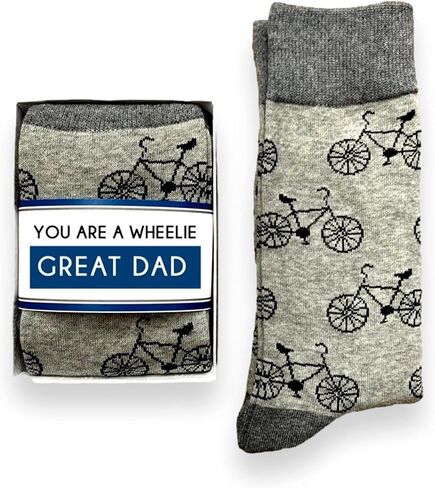 Doodle Beads Funny Novelty Bike Crew Socks For Men In Gift Box, Biking Gift for Dad Boyfriend, Wheelie Great Dad in Saudi Arabia