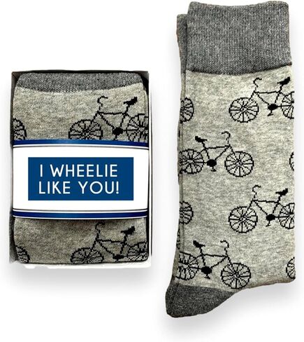 Doodle Beads Funny Novelty Bike Crew Socks For Men In Gift Box, Biking Gift for Dad Boyfriend, Wheelie Great Dad in Saudi Arabia