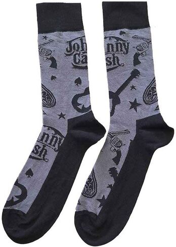 Johnny Cash Socks Guitars N Guns Logo Official Mens Charcoal Size UK Size 7-11, Grey in Saudi Arabia