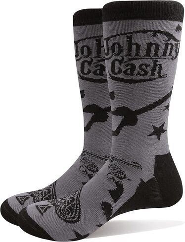 Johnny Cash Socks Guitars N Guns Logo Official Mens Charcoal Size UK Size 7-11, Grey in Saudi Arabia