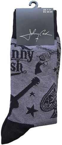 Johnny Cash Socks Guitars N Guns Logo Official Mens Charcoal Size UK Size 7-11, Grey in Saudi Arabia