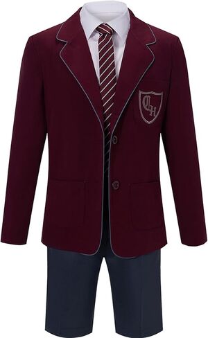 AwwwCos Men The Musical Cosplay Costume Red School Uniform Jacket Shorts Tie Full Set Halloween Party Outfit in Saudi Arabia