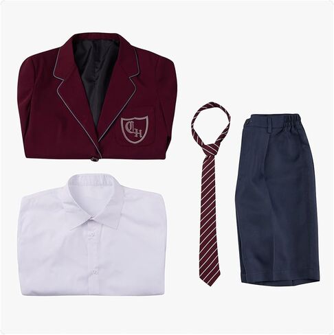 AwwwCos Men The Musical Cosplay Costume Red School Uniform Jacket Shorts Tie Full Set Halloween Party Outfit in Saudi Arabia