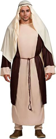 Jesus Costume Adult Men,Saint Joseph Biblical Religious Mens Costume,Jesus Costume for Adults Biblical Shepherd Costume Halloween Nativity Play Church Christmas Robe Cosplay,Men's Saint Joseph Adult in Kuwait