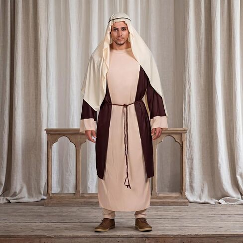 Jesus Costume Adult Men,Saint Joseph Biblical Religious Mens Costume,Jesus Costume for Adults Biblical Shepherd Costume Halloween Nativity Play Church Christmas Robe Cosplay,Men's Saint Joseph Adult in Kuwait