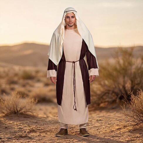 Jesus Costume Adult Men,Saint Joseph Biblical Religious Mens Costume,Jesus Costume for Adults Biblical Shepherd Costume Halloween Nativity Play Church Christmas Robe Cosplay,Men's Saint Joseph Adult in Kuwait