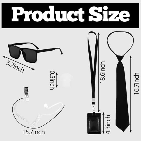 CURASA Black Agent Costume for Men Secret Service Costume Set Spy Costume Accessories for Men Women Black Outfit Costume in Saudi Arabia