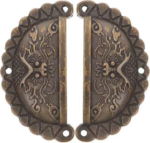 Cabinet Pulls2pcs Vintage Antique Pulls Lion Head Bronze Half-Round Drawer Handles for Kitchen Cabinets and Closet Doors in Kuwait