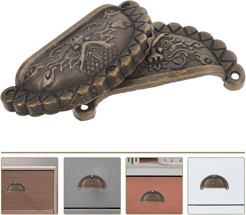 Cabinet Pulls2pcs Vintage Antique Pulls Lion Head Bronze Half-Round Drawer Handles for Kitchen Cabinets and Closet Doors in Kuwait