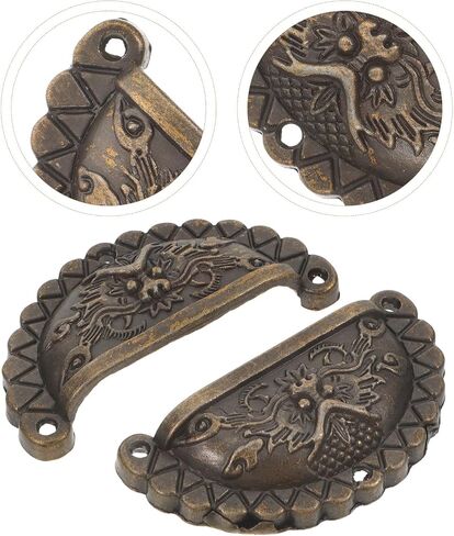 Cabinet Pulls2pcs Vintage Antique Pulls Lion Head Bronze Half-Round Drawer Handles for Kitchen Cabinets and Closet Doors in Kuwait