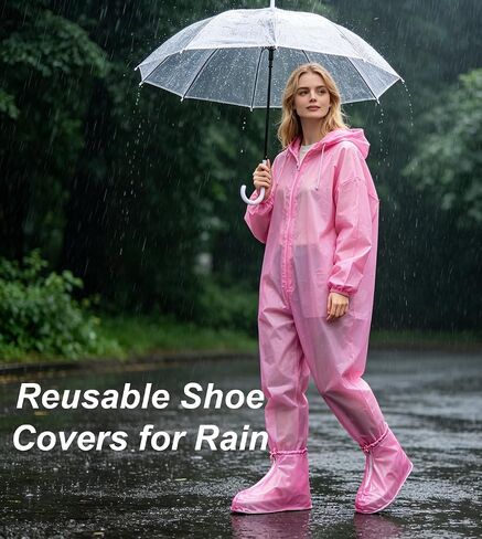 SUJAYU Waterproof Shoe Covers Reusable Shoe Covers for Rain, PVC Shoe Covers Waterproof Shoe Covers for Rain Shoe Covers Outdoor Cycling Hiking Men Women in Kuwait