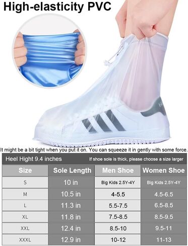 SUJAYU Waterproof Shoe Covers Reusable Shoe Covers for Rain, PVC Shoe Covers Waterproof Shoe Covers for Rain Shoe Covers Outdoor Cycling Hiking Men Women in Kuwait