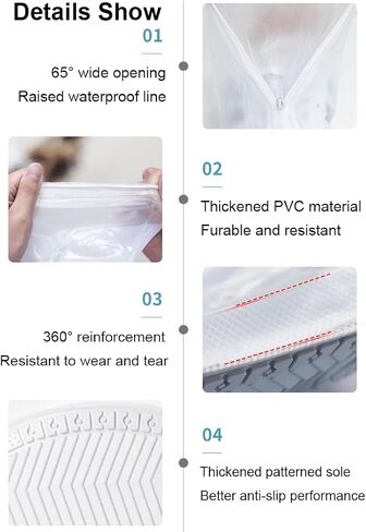 SUJAYU Waterproof Shoe Covers Reusable Shoe Covers for Rain, PVC Shoe Covers Waterproof Shoe Covers for Rain Shoe Covers Outdoor Cycling Hiking Men Women in Kuwait