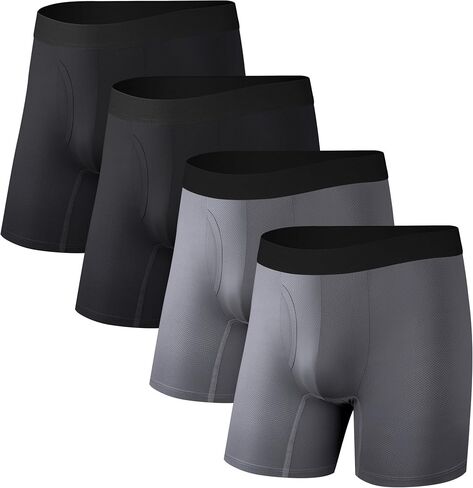 Men’s 4 Pcs Athletic Mesh Boxer Briefs, Breathable Quick-Dry Underwear for Workout, Gym, Travel & Daily Wear in Saudi Arabia