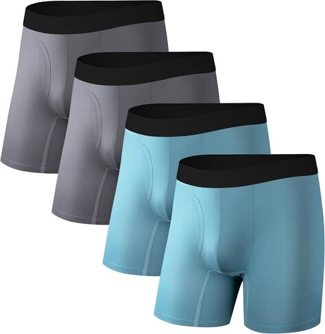 Men’s 4 Pcs Athletic Mesh Boxer Briefs, Breathable Quick-Dry Underwear for Workout, Gym, Travel & Daily Wear in Saudi Arabia