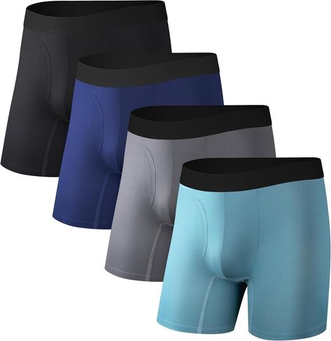 Men’s 4 Pcs Athletic Mesh Boxer Briefs, Breathable Quick-Dry Underwear for Workout, Gym, Travel & Daily Wear in Saudi Arabia