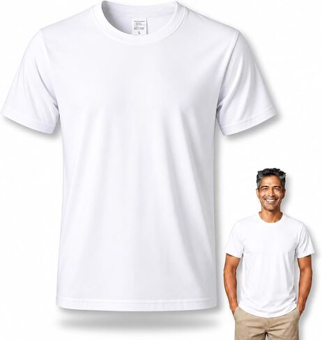 Sublimation Blank T-Shirts, Polyester, Crew Neck, White, Unisex in Kuwait