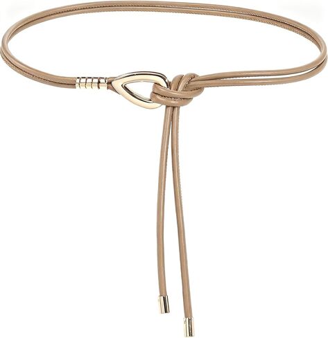 Women's Thin PU Leather Tie Waist Belt Double Skinny Wrap Belts with Metal Buckle for Dresses in Saudi Arabia