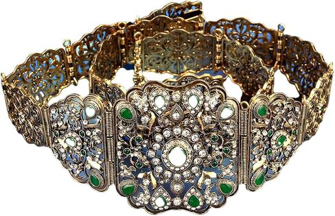 Women’S Algeria Moroccan Caftan Belt Gold Silver Crystal Waist Chain Bridal Body Jewelry For Wedding And Gift in Saudi Arabia