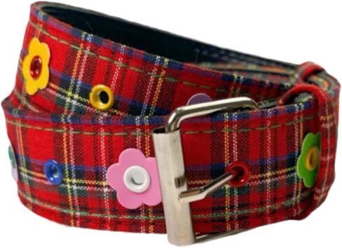 Y2K Belt for Women Retro Plaid Canvas Dopamine Floral Waistband - Grunge Fashion Accessory in Saudi Arabia