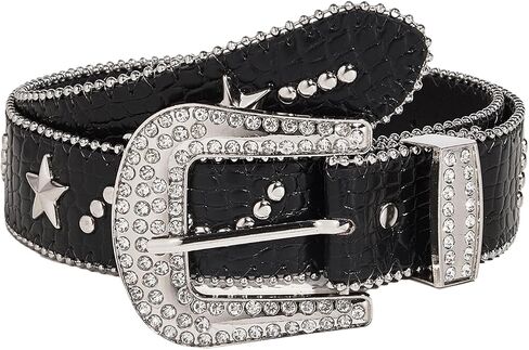 Studded Star Belts Y2K Punk Hip Hop Faux Leather Grommet Belts for Halloween Cosplay in Saudi Arabia