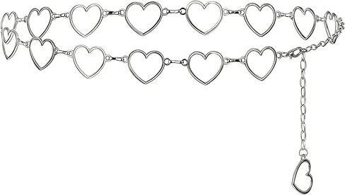 Heart Waist Chain Belt Chain Belts For Women Waist Chains Belts Fashion Waists Chains with Heart Design Rhinestone Gold Silver Chaines Belt Adjustable Metal Body Belly for Jeans Dress Bikini in Kuwait