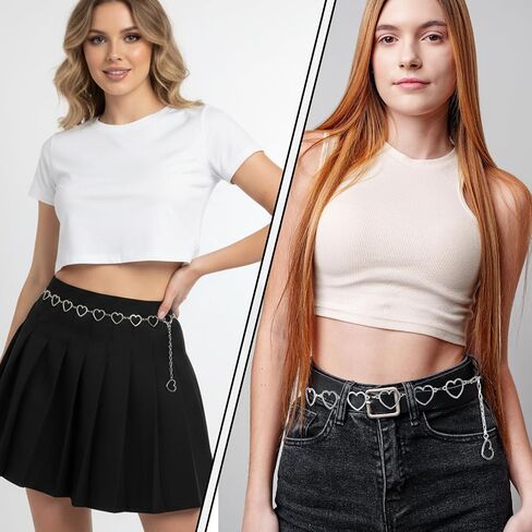 Heart Waist Chain Belt Chain Belts For Women Waist Chains Belts Fashion Waists Chains with Heart Design Rhinestone Gold Silver Chaines Belt Adjustable Metal Body Belly for Jeans Dress Bikini in Kuwait