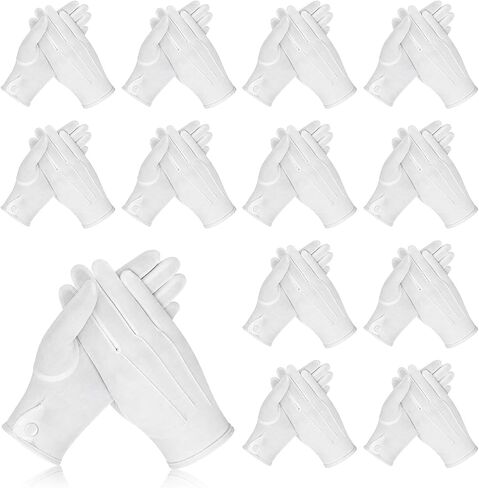 24 Pairs Formal White Gloves for Women Men, White Uniform Gloves with Snap Cuff, Parade Costume Glove for Tuxedo Server Funeral Wedding Honor Guard in Saudi Arabia