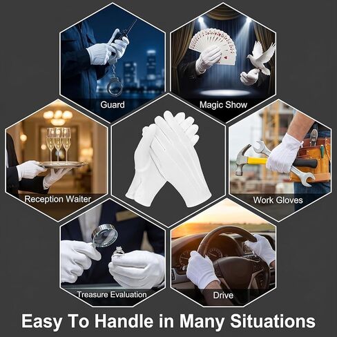 24 Pairs Formal White Gloves for Women Men, White Uniform Gloves with Snap Cuff, Parade Costume Glove for Tuxedo Server Funeral Wedding Honor Guard in Saudi Arabia