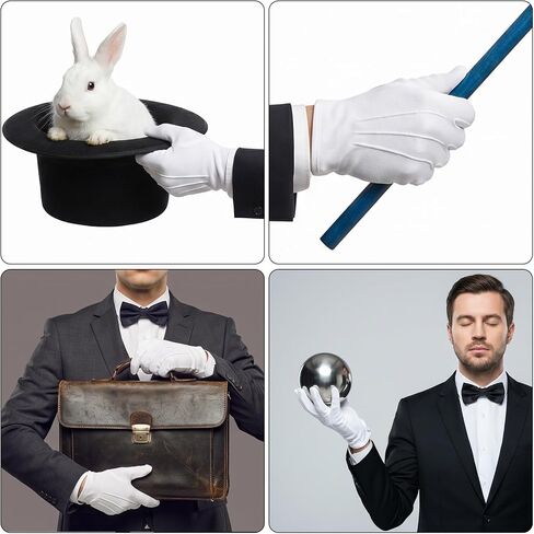 24 Pairs Formal White Gloves for Women Men, White Uniform Gloves with Snap Cuff, Parade Costume Glove for Tuxedo Server Funeral Wedding Honor Guard in Saudi Arabia