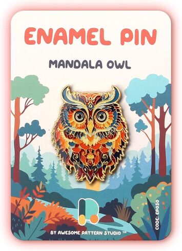 Enamel Pin - Mandala Owl. Collector’s Edition, Durable & Stylish Souvenir Pin for Backpacks, Jackets, Hats, and Accessories in Kuwait