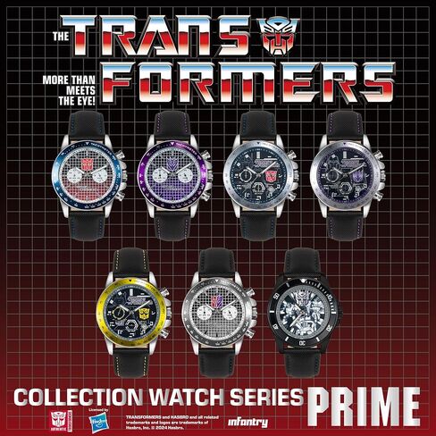 Infantry Officially Licensed Transformers Watch for Men & Teens, Mystery Blind Box Collectible Wrist Watch Featuring Optimus Prime, Megatron, Bumblebee, Military Style Chronograph, Creative Gift in Saudi Arabia