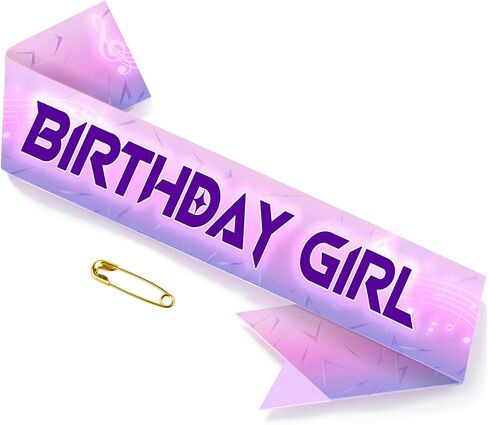 Purple Gradient K-pop Birthday Girl Sash for Girls - Music Theme Birthday Party Decorations, K-pop Birthday Outfit Accessory, Photo Booth Props in Saudi Arabia
