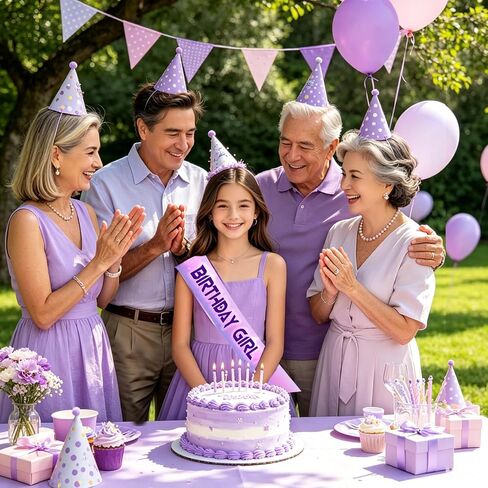 Purple Gradient K-pop Birthday Girl Sash for Girls - Music Theme Birthday Party Decorations, K-pop Birthday Outfit Accessory, Photo Booth Props in Saudi Arabia
