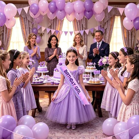 Purple Gradient K-pop Birthday Girl Sash for Girls - Music Theme Birthday Party Decorations, K-pop Birthday Outfit Accessory, Photo Booth Props in Saudi Arabia