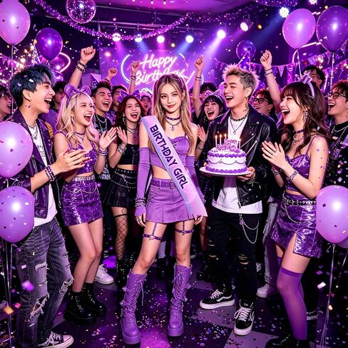 Purple Gradient K-pop Birthday Girl Sash for Girls - Music Theme Birthday Party Decorations, K-pop Birthday Outfit Accessory, Photo Booth Props in Saudi Arabia