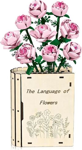 Wooden Vase for Lego Flowers - Book-Shaped Vase for Lego Flower Bouquet Building Set-Book Lovers Gifts for Women Teacher - Home Decoration for Bookshelf in Kuwait