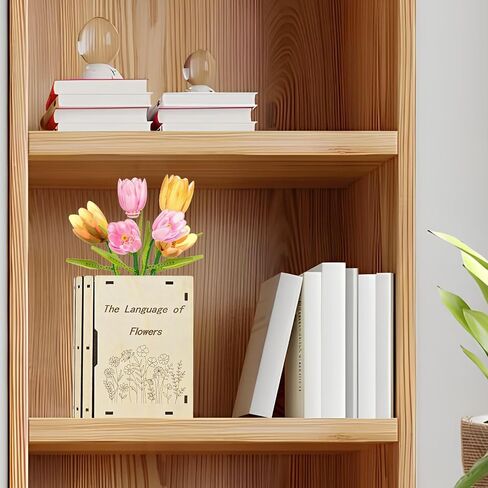 Wooden Vase for Lego Flowers - Book-Shaped Vase for Lego Flower Bouquet Building Set-Book Lovers Gifts for Women Teacher - Home Decoration for Bookshelf in Kuwait