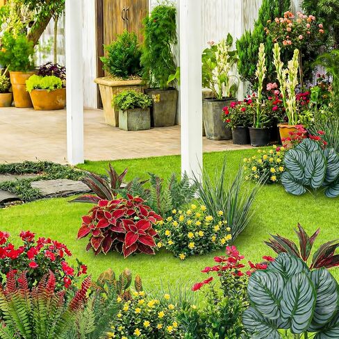 Suncalla 20 قطعة من النباتات الاصطناعية في الهواء الطلق، نباتات استوائية صناعية سيقان خضراء مختلطة مع نبات السرخس الصناعي المقاوم للأشعة فوق البنفسجية في الهواء الطلق لحديقة الشرفة وديكور المنزل in Kuwait