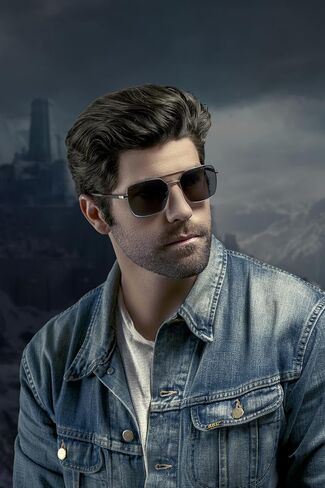 نظارات GUNNAR The Witcher White Wolf الشمسية - عدسات شمسية، إطار طيار من الفولاذ المقاوم للصدأ مع هيكل جلدي، حماية من الأشعة فوق البنفسجية وطلاء مضاد للوهج، نظارات Geralt of Rivia Witcher المرخصة رسميًا in Kuwait