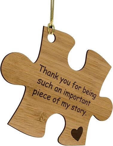 Thank You for Being a Piece of My Story Bamboo Wood Ornament Cut in the Shape of a Puzzle Piece - These Make Good Gifts for Teachers, Leaders, and Mentors-Can be Written On with Permanent Marker in Saudi Arabia