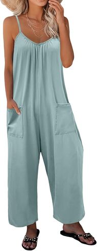 Womens Jumpsuit Summer Casual Loose Sleeveless Overalls Spaghetti Long Pants Rompers Beach Vacation Outfits in Saudi Arabia