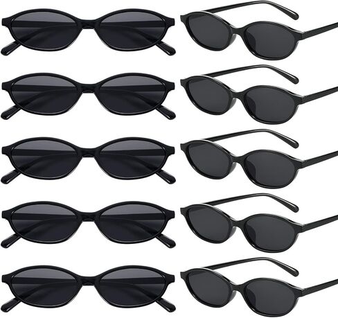 Matcheck 10/40 حزمة نظارات شمسية بيضاوية كلاسيكية أنيقة Cateye Y2K نظارات للنساء/الرجال 90s Sunies خفيفة الوزن وظلال ضيقة in Kuwait