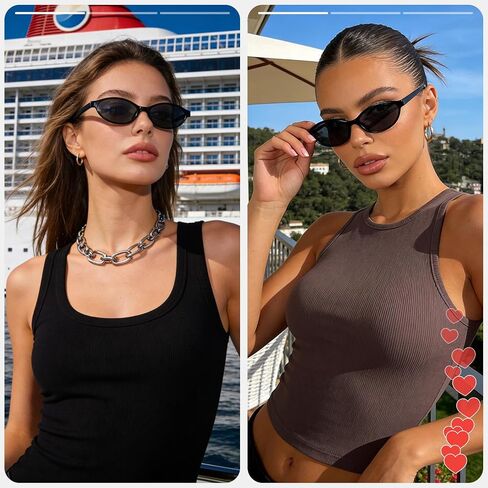 Matcheck 10/40 حزمة نظارات شمسية بيضاوية كلاسيكية أنيقة Cateye Y2K نظارات للنساء/الرجال 90s Sunies خفيفة الوزن وظلال ضيقة in Kuwait