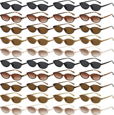 Matcheck 10/40 حزمة نظارات شمسية بيضاوية كلاسيكية أنيقة Cateye Y2K نظارات للنساء/الرجال 90s Sunies خفيفة الوزن وظلال ضيقة in Kuwait