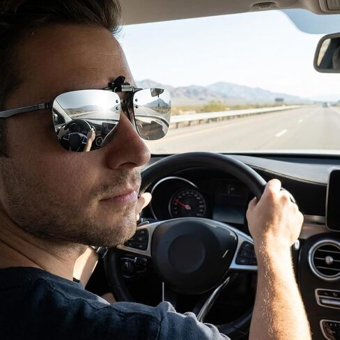 Polarized Clip-on Sunglasses with Flip Up Function Anti-Glare UV400 Driving Glasses for Prescription Glasses in Saudi Arabia