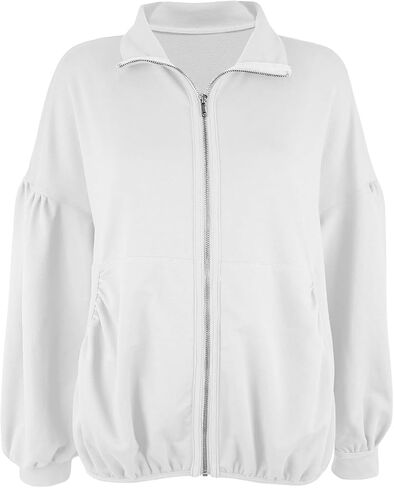 Vivitulip Full Zip Up Sweatshirts Casual Long Sleeve Pocketed Jacket Coat Relaxed Fit Tops in Saudi Arabia